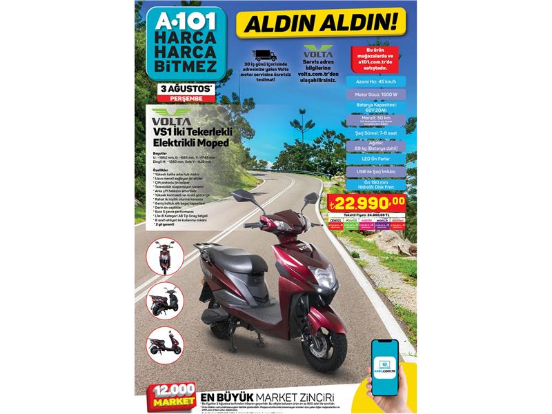 A101 Ağustos Ayını İki Tekerlekli Elektrikli Mopedle ve Birbirinden Kaliteli Teknolojik Ürünlerle Karşılıyor