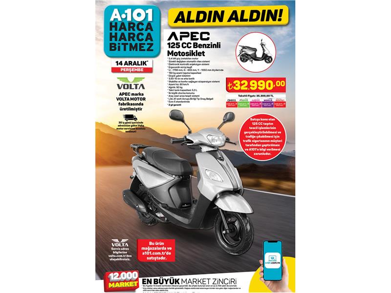 A101 14 Aralık’ta Motosiklet Satacak