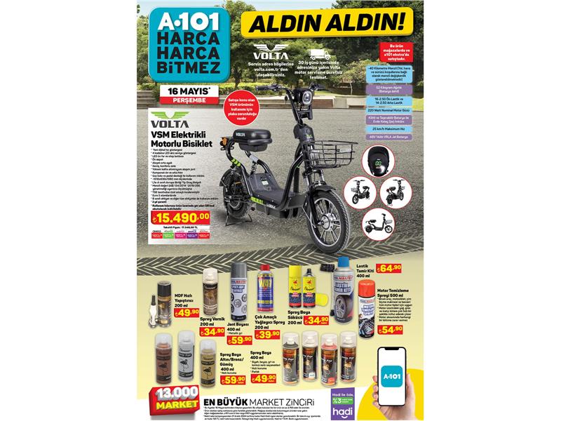 A101 16 Mayıs’ta Elektrikli Motorlu Bisikleti Satışa Sunacak