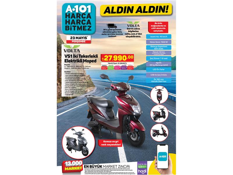 A101 23 Mayıs’ta Uygun Fiyatlı Elektrikli Moped Satıyor