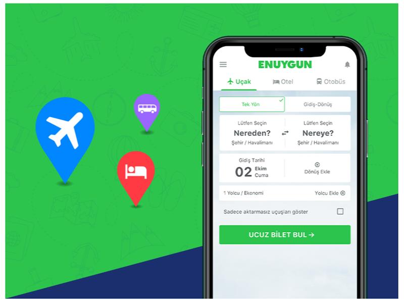 Türkiye’de bir ilk! ENUYGUN ile uçak bileti, otobüs bileti ve otel aynı anda tek bir uygulamada!