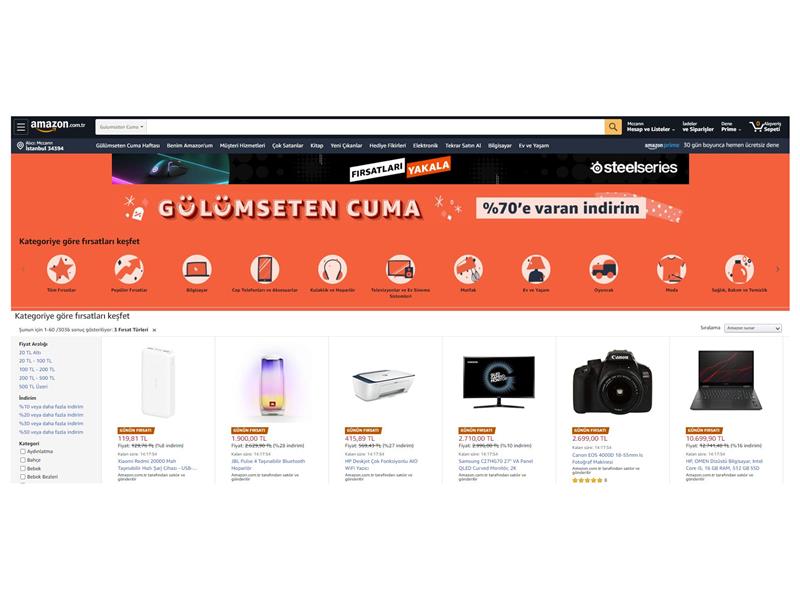 Amazon.com.tr’nin Gülümseten Cuma Fırsatları Başladı