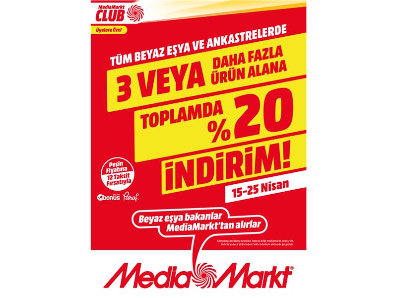 Beyaz eşyada yüzde 20 indirim MediaMarkt’ta