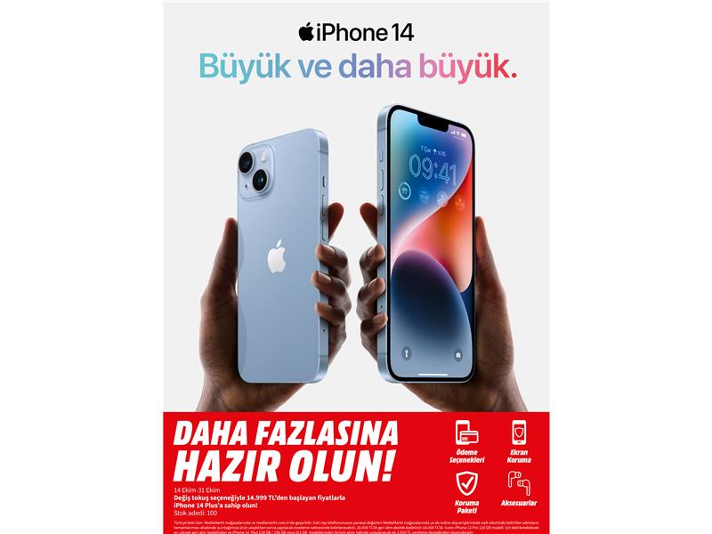 iPhone 14 Plus 14.999 TL’den başlayan fiyatlarla MediaMarkt’ta