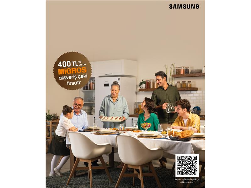 Samsung marka beyaz eşya alanlara, Migros’ta geçerli alışveriş çeki hediye!