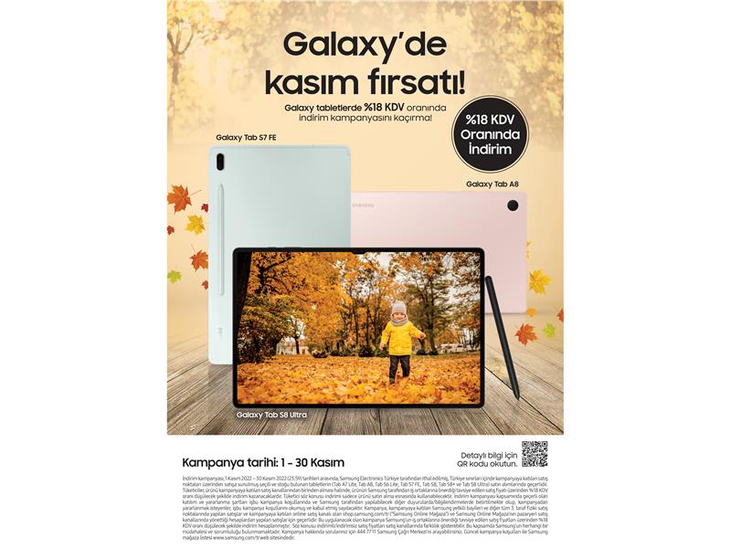 Samsung’dan seçili tabletlerde yüzde 18 KDV oranında indirim kampanyası!