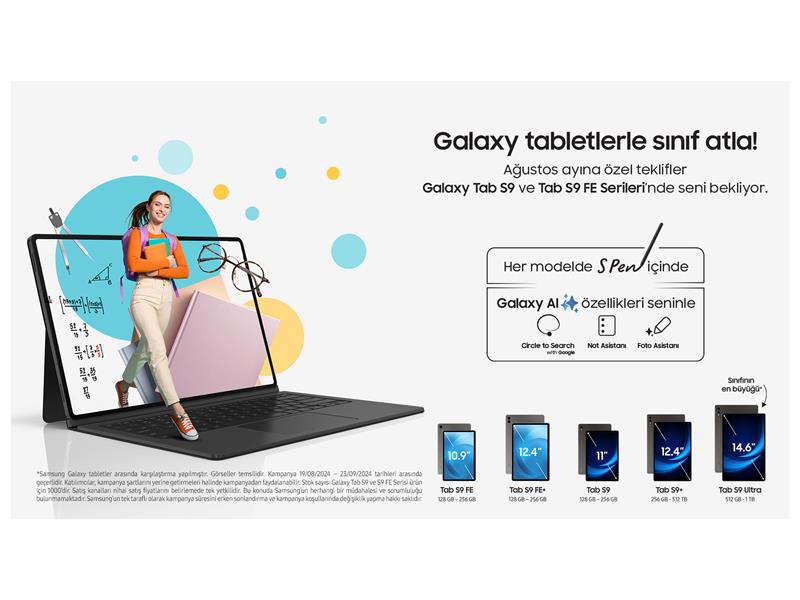 Samsung’dan yapay zekalı Galaxy Tab S9 Serisi tabletlerde “Okula Dönüş” kampanyası