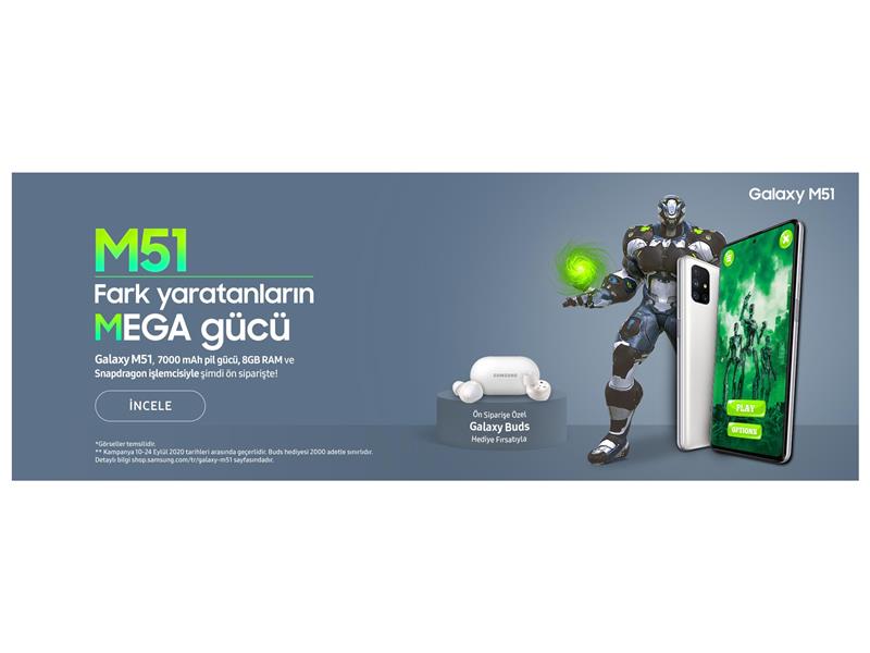 Galaxy M51, 7.000 mAh pil gücü, 8 GB RAM ve Snapdragon işlemcisiyle şimdi ön siparişte!