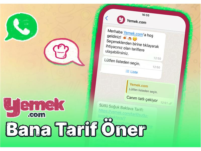 Yemek.com’dan Yemek WhatsApp Botu “Bana Tarif Öner”