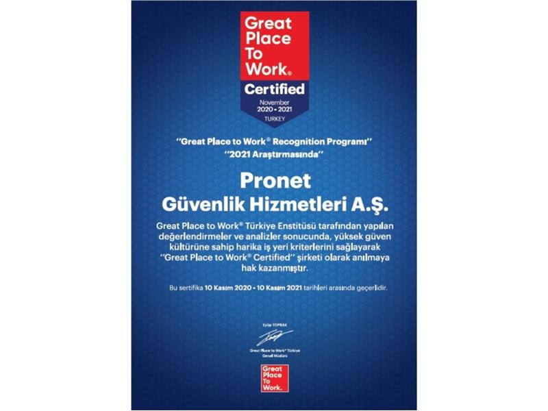 Pronet kurumsal kültürü  “Great Place to Work” unvanıyla taçlandı! 